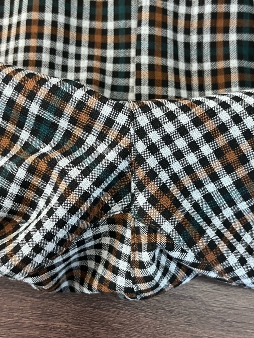 Free  People Plaid Jules Wide Leg Pants - Teal/Brown 10 - Picture 11 of 13